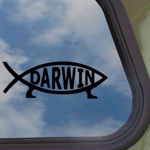  Darwin Fish Sign Black Decal Evolve Truck Window Sticker 