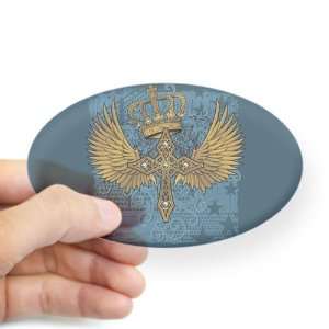  Sticker Clear (Oval) Angel Winged Crown Cross Everything 
