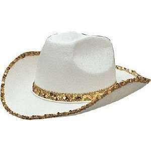  Franco American Novelty 28249 Hat Cowgirl   White And Gold 