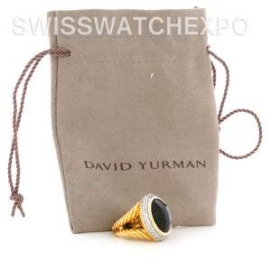 David Yurman Cerise 18k Yellow Gold Smokey Quartz Diamond Ring  