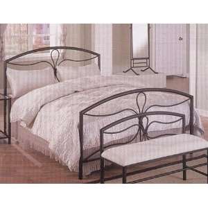  Queen Size Charcoal Finish Metal Bed Headboard and 