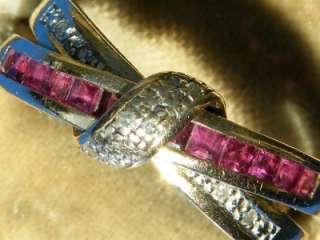 9CT GOLD PRINCESS CUT NATURAL RUBY & DIAMOND RING  