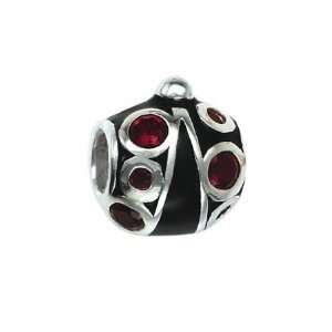  141035 Black Lady Bug Bead in Sterling Silver with Enamel 