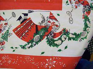 Vintage Christmas Whimsical SANTA Tablecloth DEARDEN  