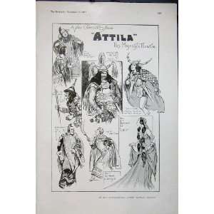  1907 Morrow Drawing Attila Majesty Theatre Oscar Asche 