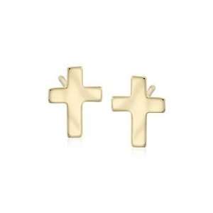  14kt Yellow Gold Cross Earrings Jewelry