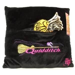   Pillow   Black with Quidditch Embroidery and Removable Golden Snitch