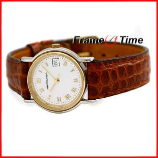   Ladies Gold Vintage Brown Leather White Roman 8980 Watch  