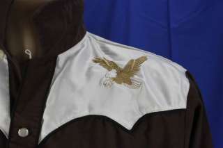 Vaquera Houston Rodeo Official Brown Eagle Embroidered Western Shirt 