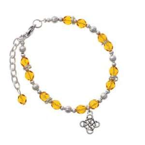   Knot Cross Yellow Czech Glass Beaded Charm Bracelet [Jewelry] Jewelry