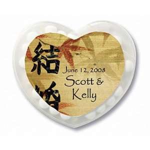 Wedding Favors Earth Tone Asian Leaf Design Personalized Heart Shaped 