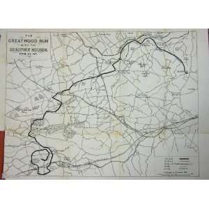    1871 Antique Map Greatwood Run Beaufort Hounds Plan