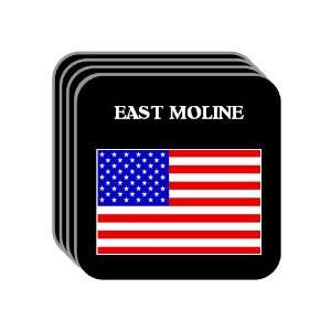 US Flag   East Moline, Illinois (IL) Set of 4 Mini Mousepad Coasters