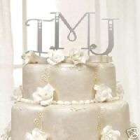 RHINESTONE LETTERS STERLING SILVER PLATED CAKE TOPPER  