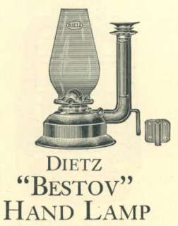 Circa 1898 Rare Dietz Bestov Hand Kerosene Oil Lamp Lantern   Chimney 