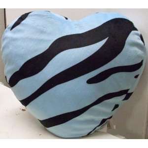  Zebra Heart Shape Decorative Pillow, Color Aqua/Black 