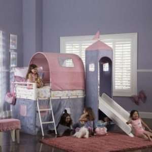    Princess Twin Size Tent Bunk Bed with Slide