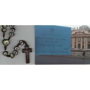 Saint/St. Michael and Padre Pio Wood Rosary Blessed by Pope Benedict 