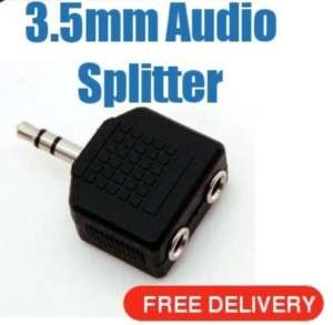 5mm mm Plug to Dual Splitter Jack 2 Y Adapter 4 mp 3  