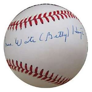  Mrs. Waite Betty Hoyt Autographed / Signed Baseball 