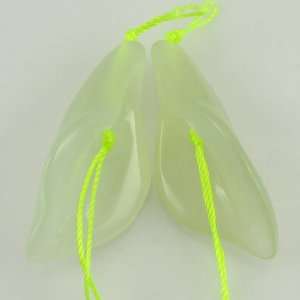  37mm new jade carved tulip pendant 2 beads