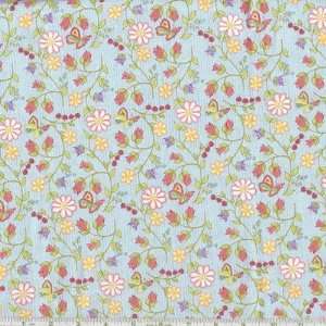  45 Wide Just For Friends Floral Vines Sky Fabric By The 