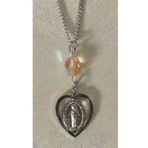 Rhodium Plated Miraculous St. Mary Mother of God Birthstone October 