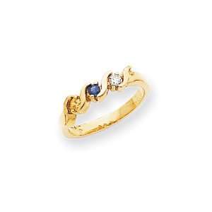  14k Polished 3 Stone Mothers Ring Mounting Jewelry