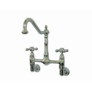   New Orleans Two Handle Wall Mount Kitchen Faucet with Metal Cross