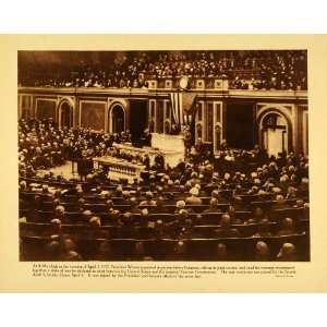 1920 Rotogravure WWI War Announcement President Woodrow Wilson 