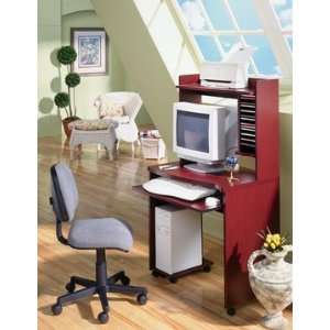  Mahogany Mobile Computer Desk with Hutch: Office Products