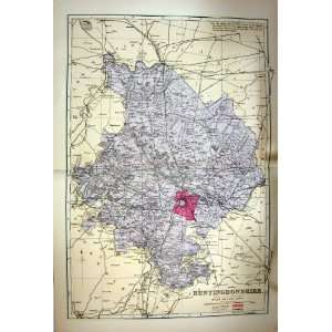   MAP 1884 HUNTINGDONSHIRE ENGLAND HUNTINGDON HOLYWELL
