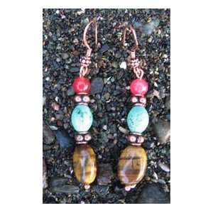  Solid Copper Handcrafted Beaded Dangle Earrings 423 
