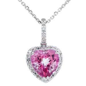  Pink Topaz and Diamond Necklace in 14kt White Gold Amoro 