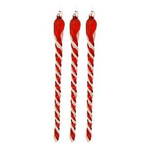    Set of 3 Red and White Glass Icicle Ornaments: Home & Kitchen