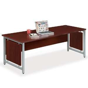    Elite Desk Mahogany Laminate/Silver Metal Frame: Office Products