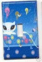 FRENCH KITTY IN HER BATH Single Light Switch Cover  