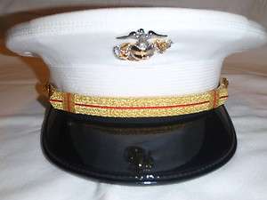 USMC Marine Corps Officer Dress Blues Visor Hat 6 3/4  