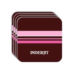 Personal Name Gift   INDERJIT Set of 4 Mini Mousepad Coasters (pink 