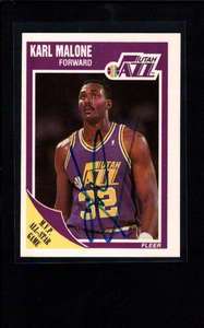 1989 FLEER #155 KARL MALONE AUTHENTIC ON CARD AUTOGRAPH AU093  