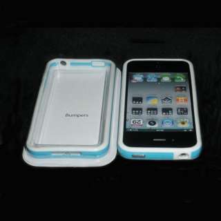 White Blue Bumper Frame Skin Case for iPhone 4S CDMA 4G TPU Silicone 