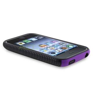   Rubber CASE Purple Hard COVER+Privacy Film For iPhone 3 G 3GS  