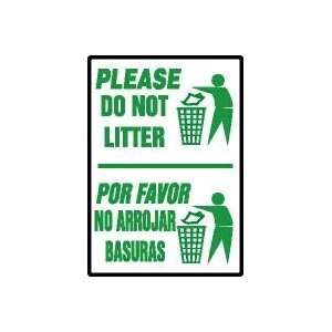 PLEASE DO NOT LITTER (W/GRAPHIC) (BILINGUAL) 14 x 10 Adhesive Vinyl 