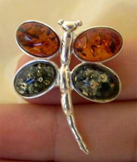 MULTICOLOR or HONEY AMBER SILVER BEE BUTTERFLY or MODERN HANDMADE 
