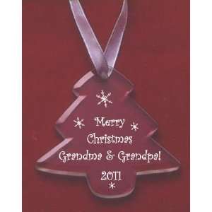  Merry Christmas 2011 Grandma & Grandpa Glass Tree Ornament 
