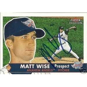 Matt Wise Signed Anaheim Angels 2001 Fleer Card  Sports 
