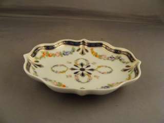 ANCAP ITALY HANDPAINTED FLORAL COBALT AND GOLD TRINKET DISH  