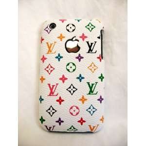  iPhone 3g 3gs White Rainbow Hard Back Leather Case Cover 