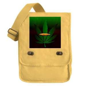   Messenger Field Bag Yellow Marijuana Joint and Leaf 