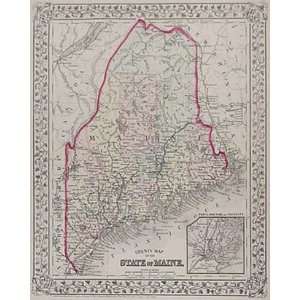  Mitchell 1879 Antique Map of Maine